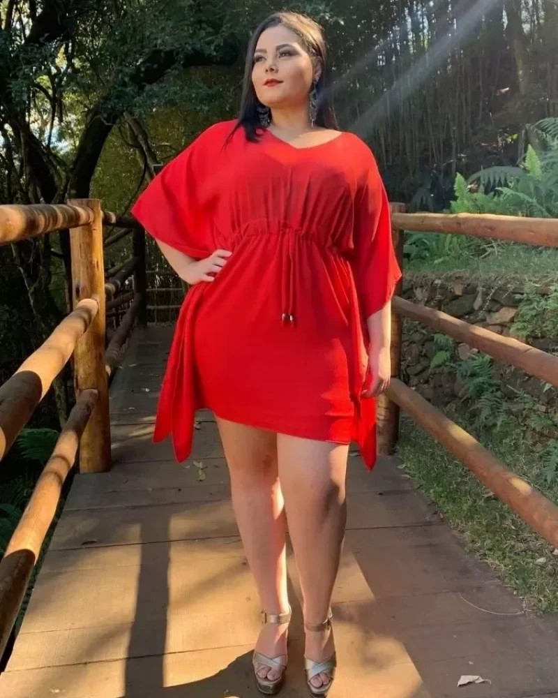 Vestido Curto Kimono Cibele Vermelho