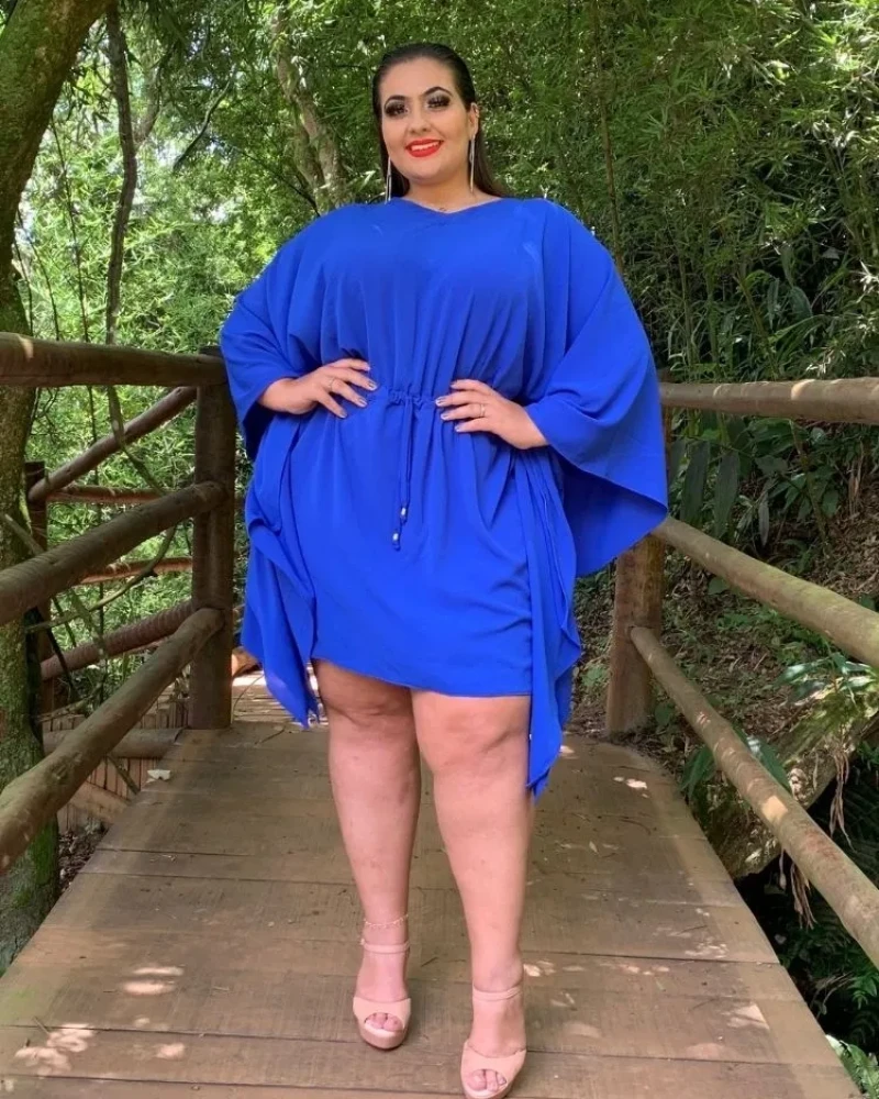 Vestido Curto Kimono Cibele Azul Royal