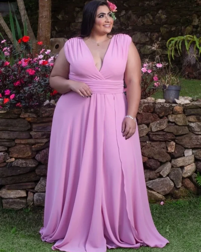 Vestido Madrinha Casamento Alice Fan Rosa Chiclete