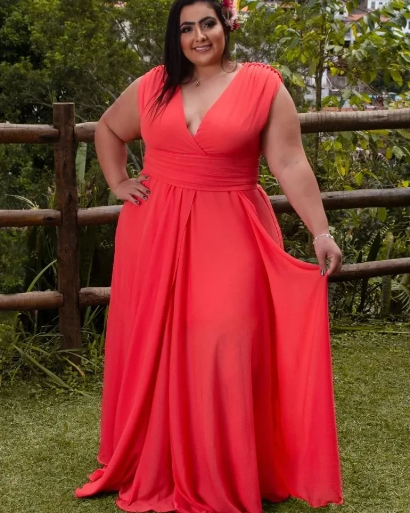 Vestido Madrinha Casamento Alice Fan Coral