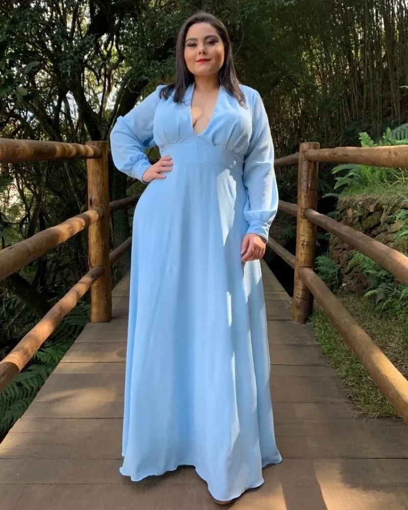 Vestido Longo de Festa Modelo Caroline Azul Serenity