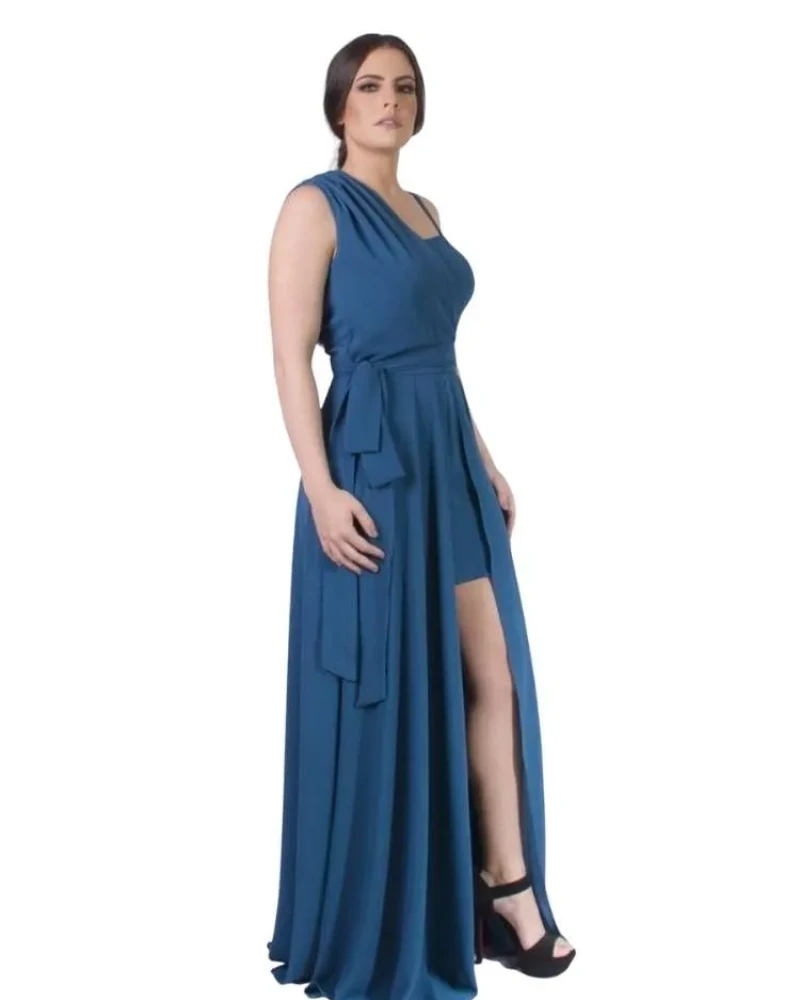 Vestido Madrinha Casamento Azul Petróleo Plus Size Areta