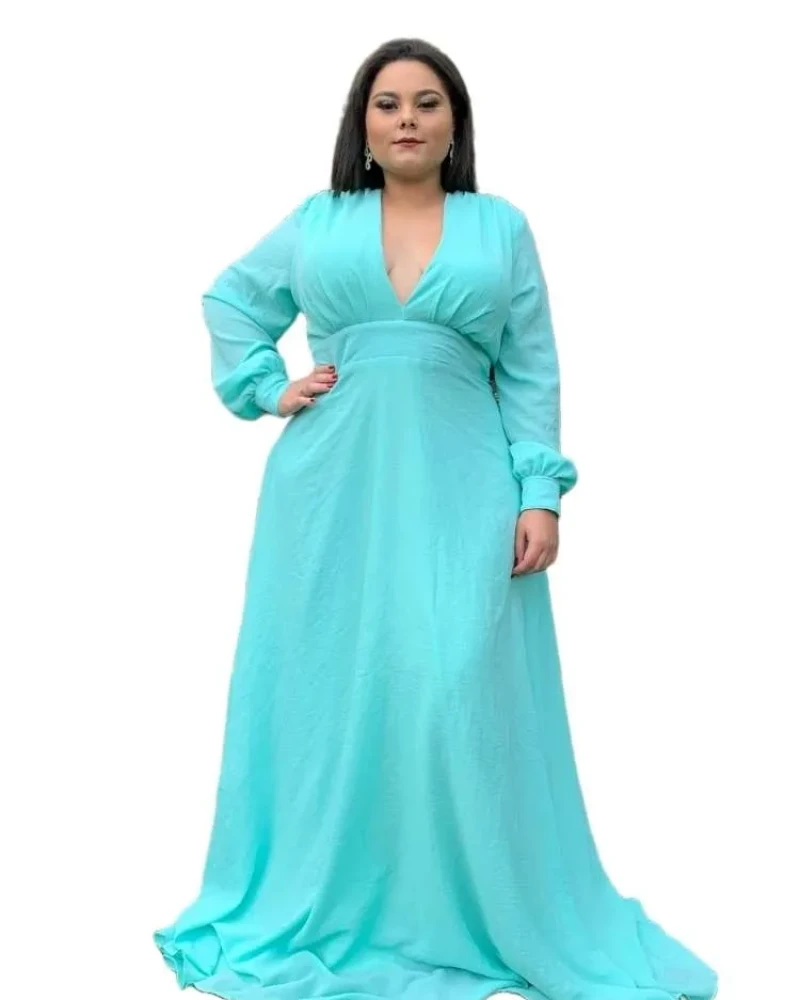 Vestido Longo de Festa Caroline Azul Tiffany 