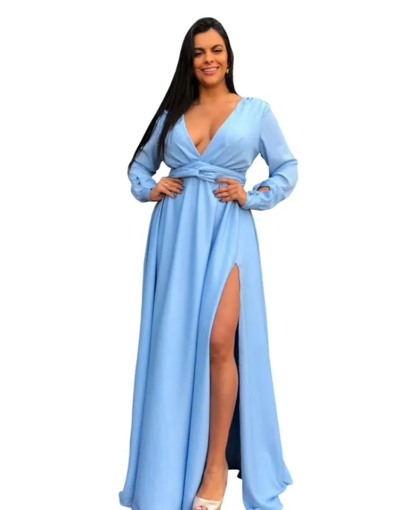 Vestido Madrinha de Casamento Amanda Azul Serenity