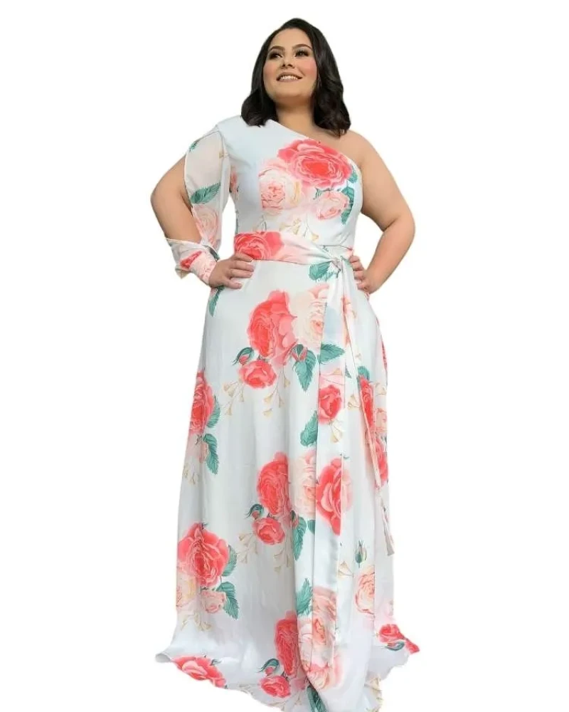 Vestido de Festa Nara Estampado Off White