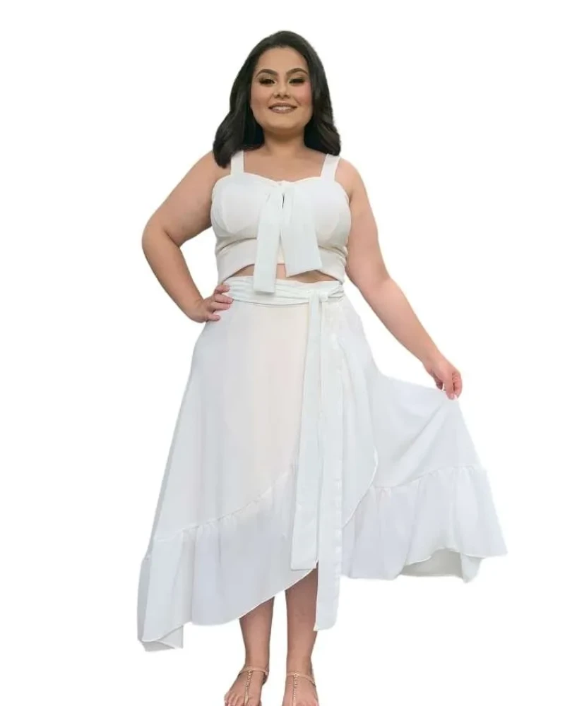 Saia Envelope Babado Off White