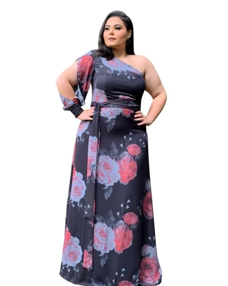 Vestido de Festa Nara Estampado Preto