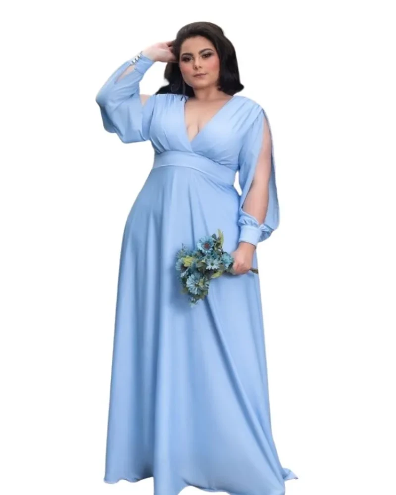 Vestido Longo de Festa Solange Azul Serenity