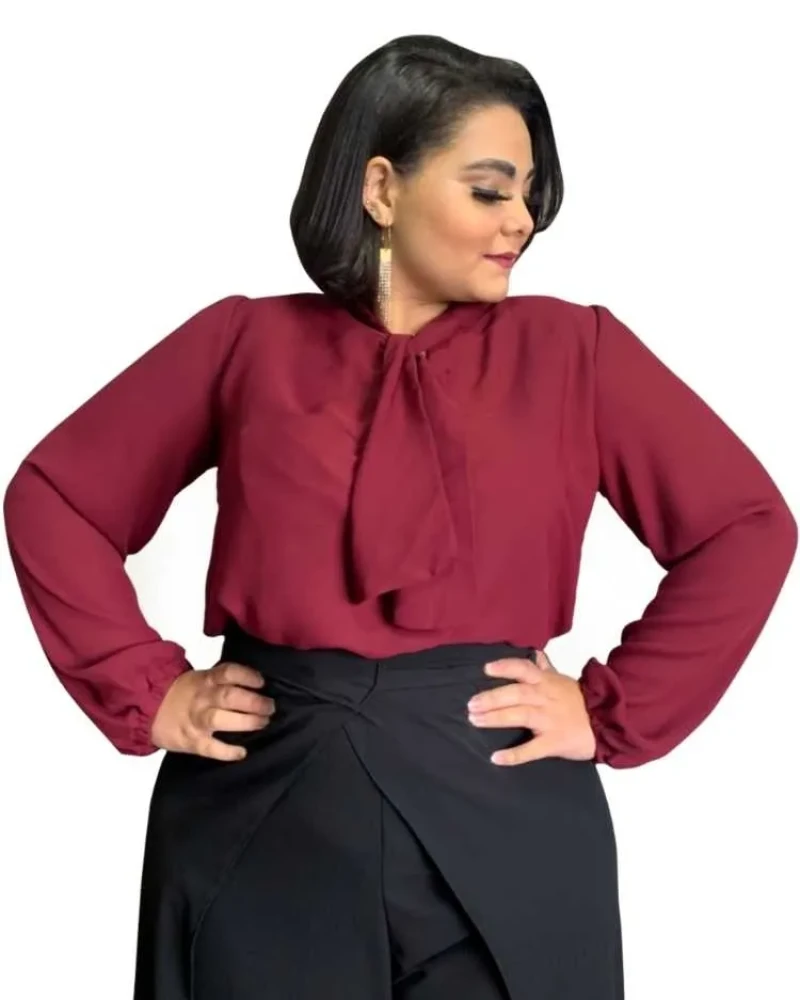 Blusa Gola Laço TNM Collection Marsala