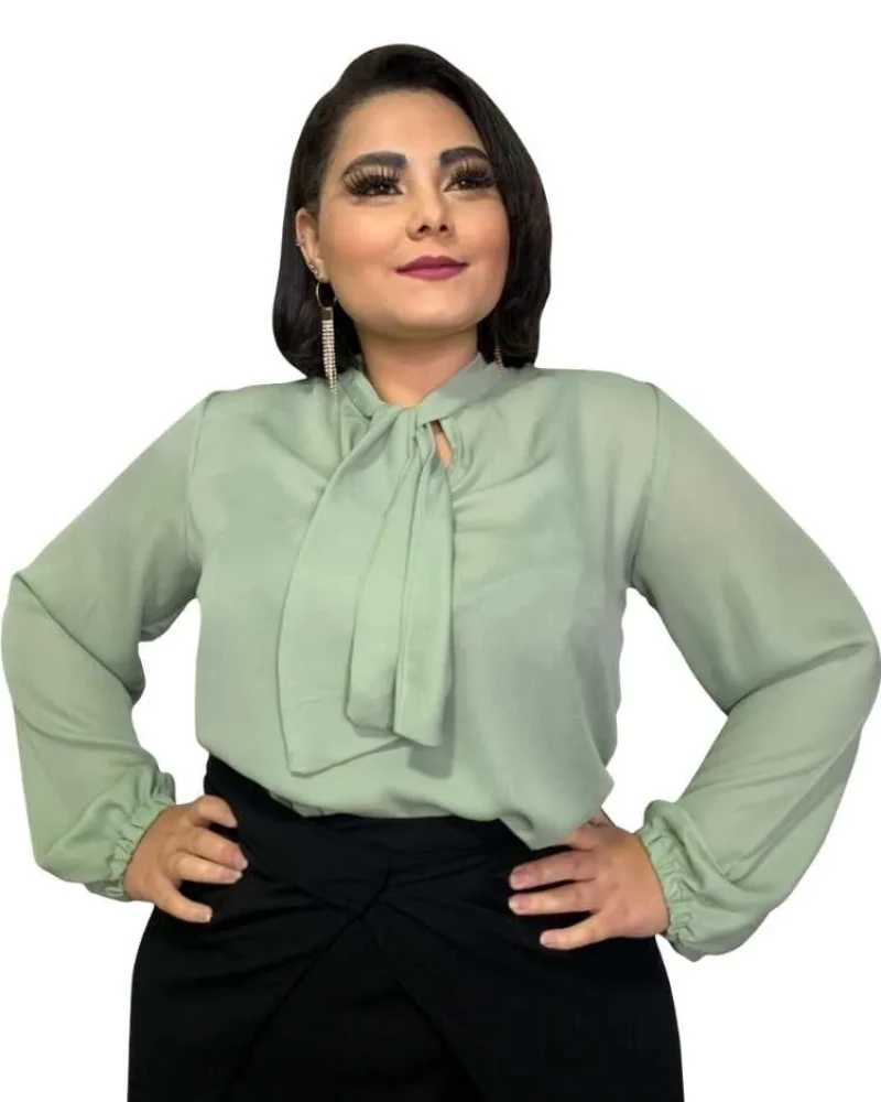 Blusa Gola Laço TNM Collection Verde Menta