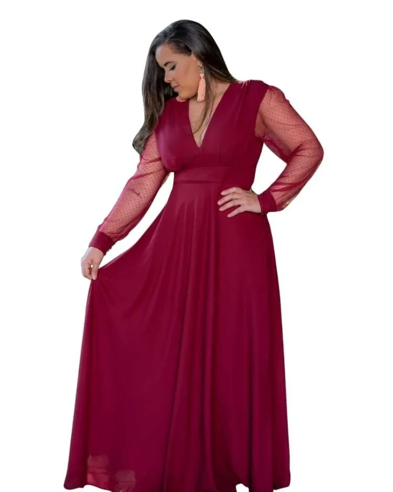 Vestido Longo de Festa Caroline Marsala
