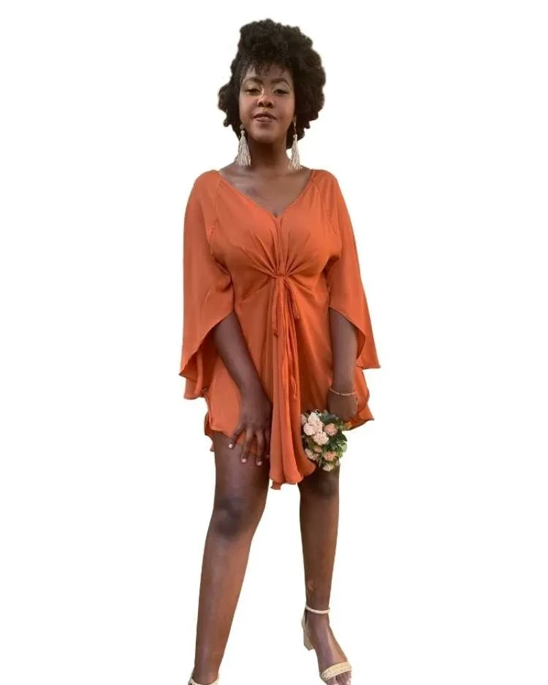 Vestido Curto Kimono Kamila Terracota