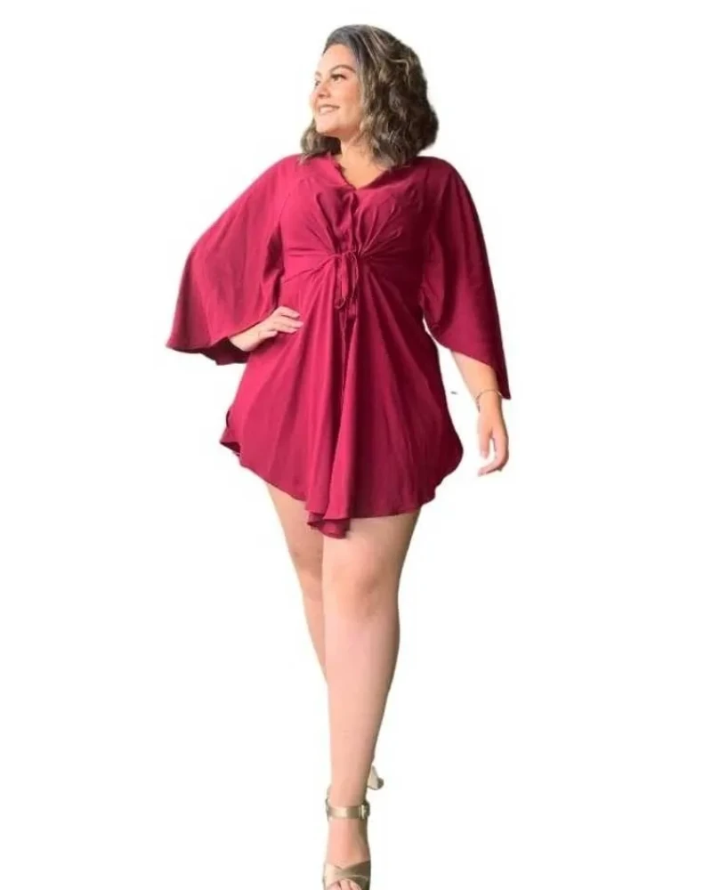Vestido Curto Kimono Kamila Marsala