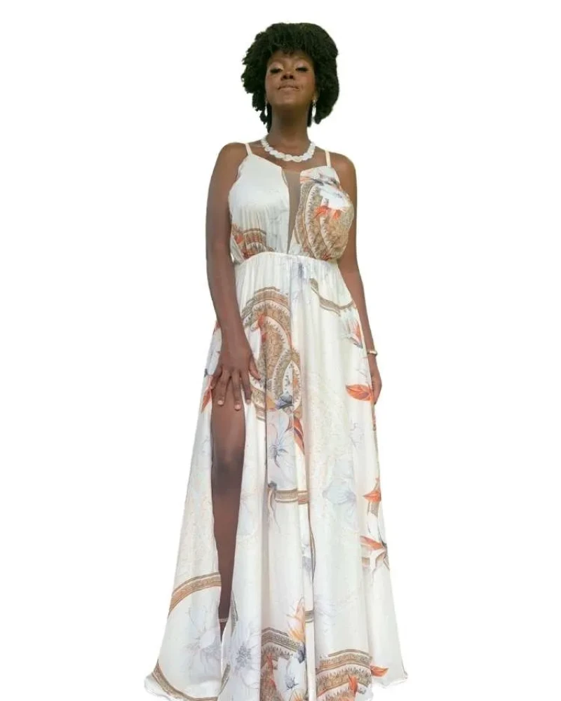 Vestido Longo Estampado Mandala Terracota Perfect
