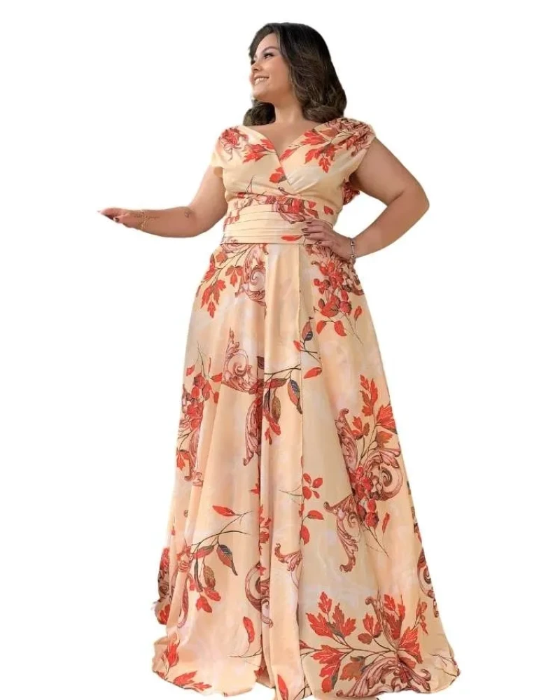 Vestido Madrinha Casamento Alice Fan Estampado Amarelo