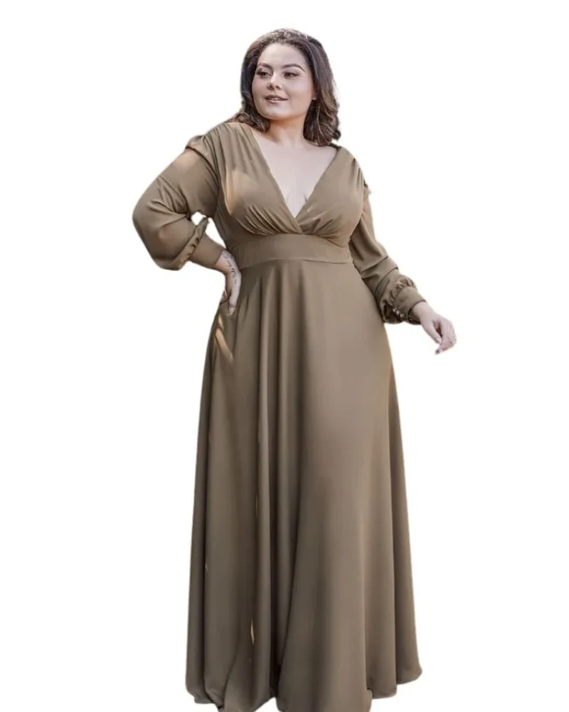 Vestido Longo de Festa Caroline Verde Oliva