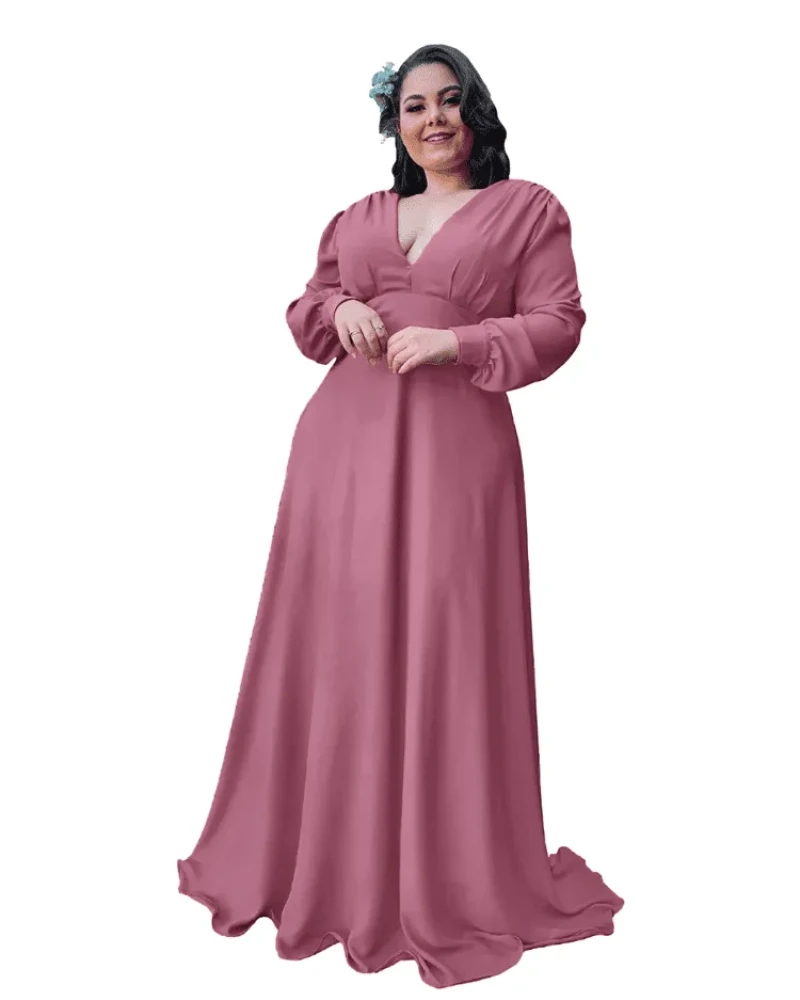 Vestido Longo de Festa Caroline Malva Suave