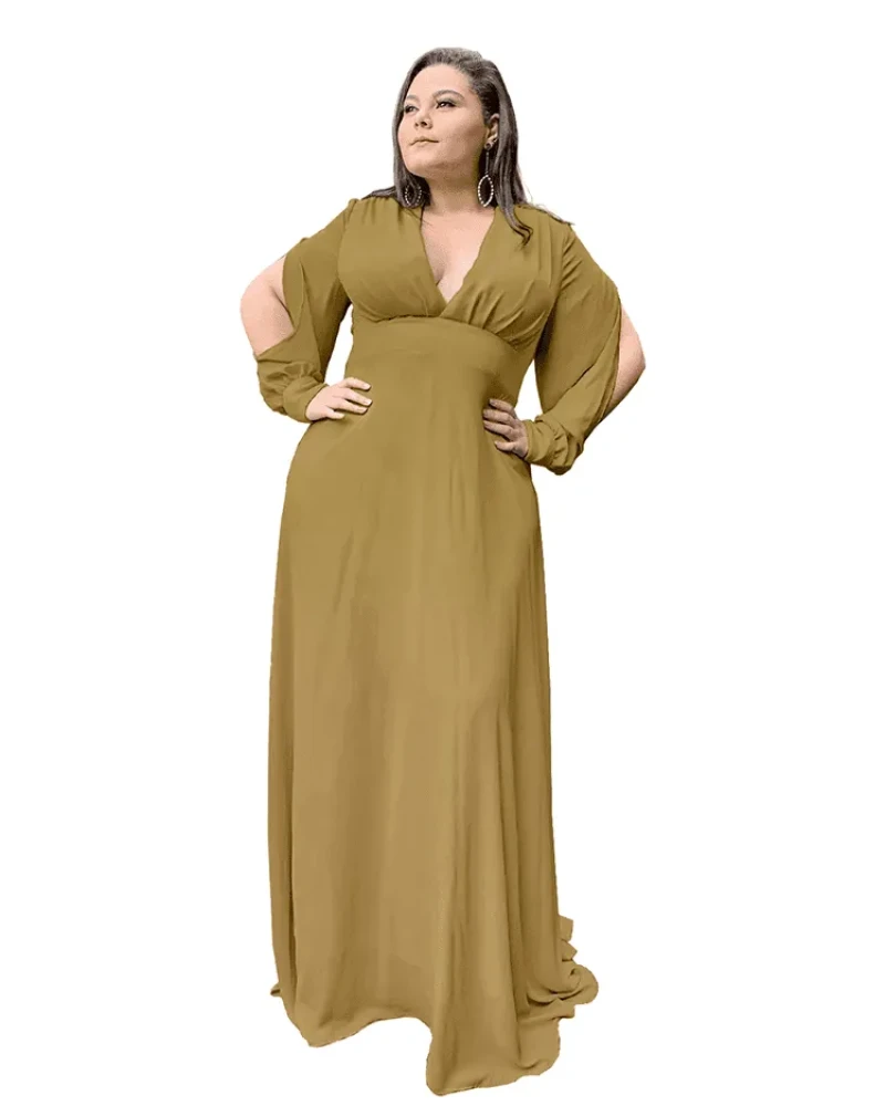 Vestido Longo de Festa Solange Mostarda Escuro