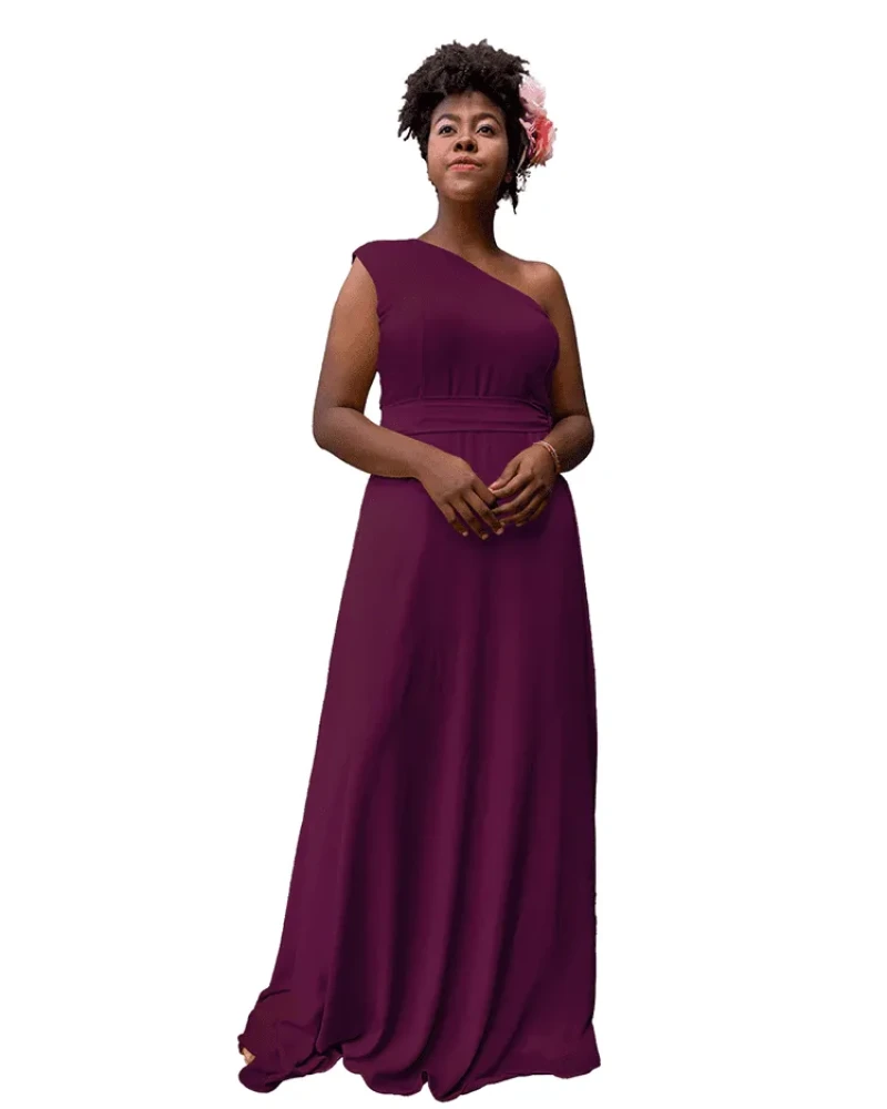 Vestido Madrinha de Casamento Sober Roxo Profundo