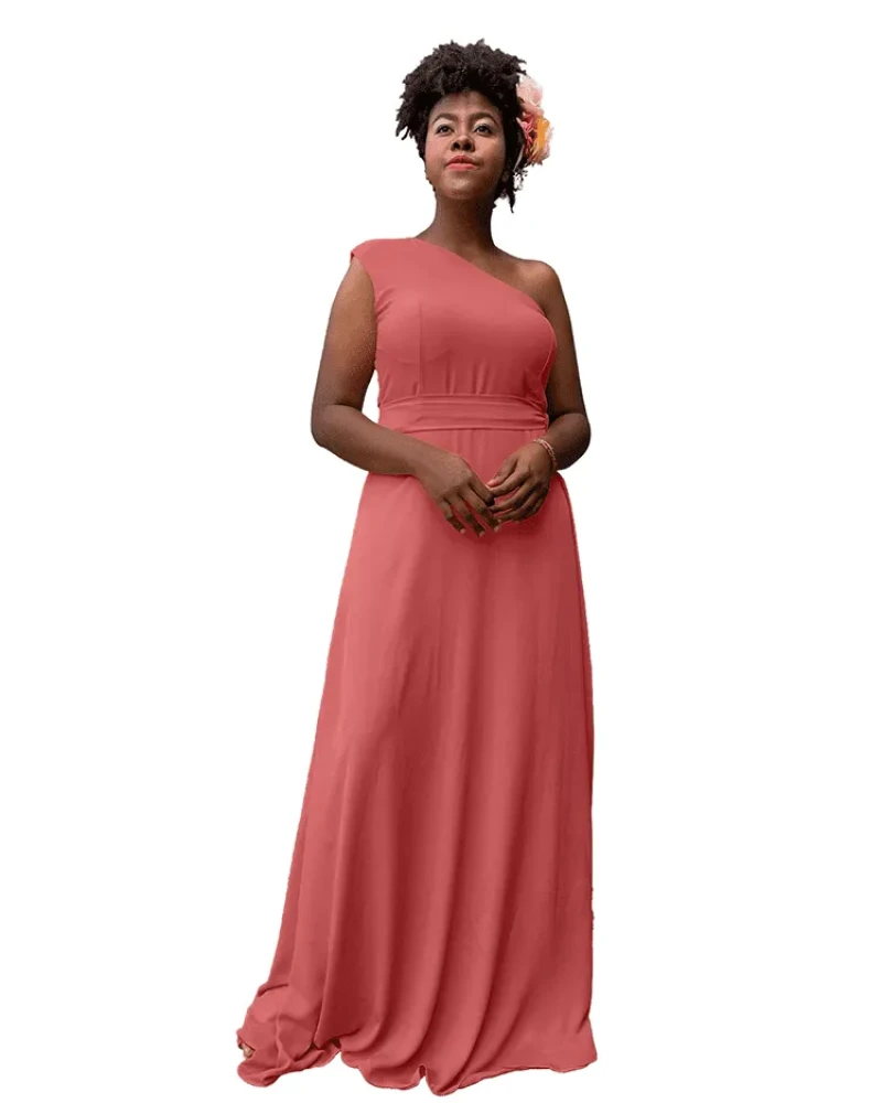 Vestido Madrinha de Casamento Sober Rosa Envelhecido