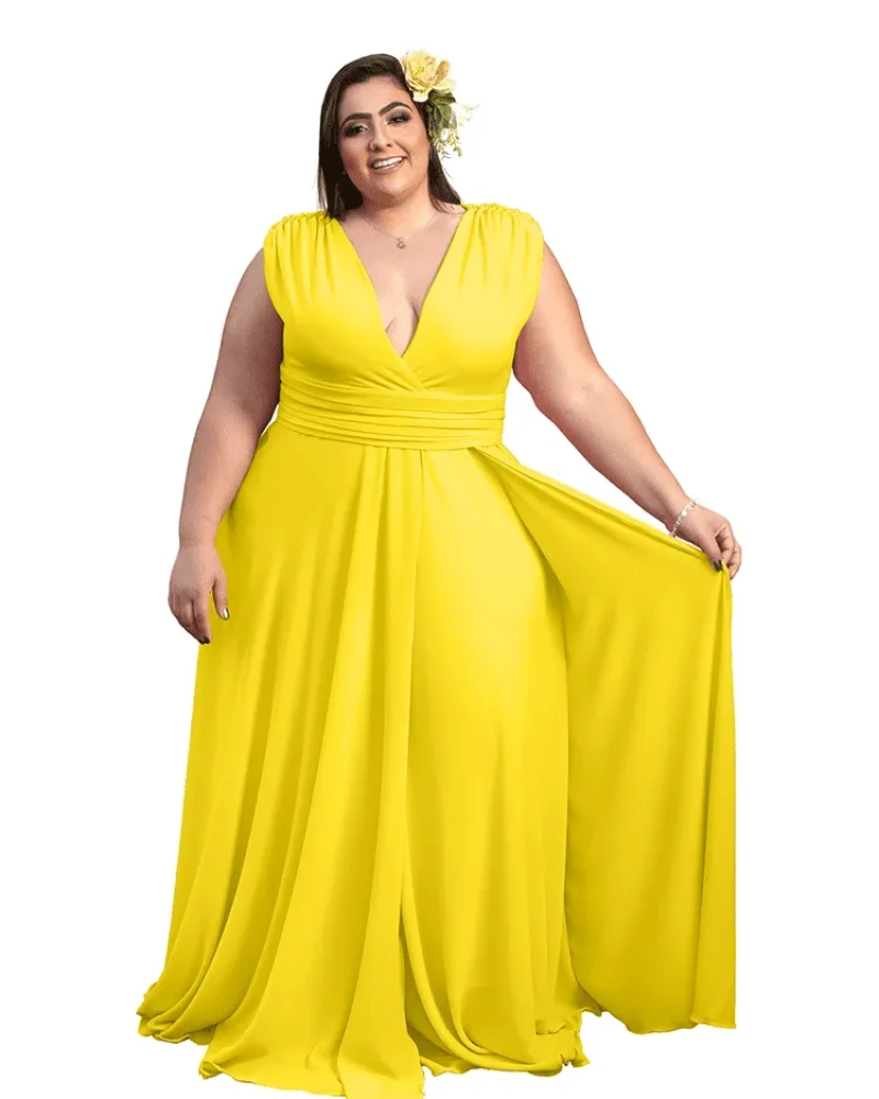 Vestido Madrinha Casamento Alice Fan Amarelo
