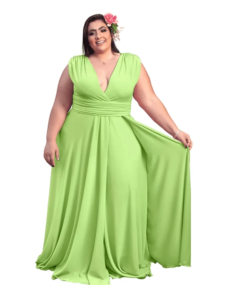 Vestido Madrinha Casamento Alice Fan Verde Limão