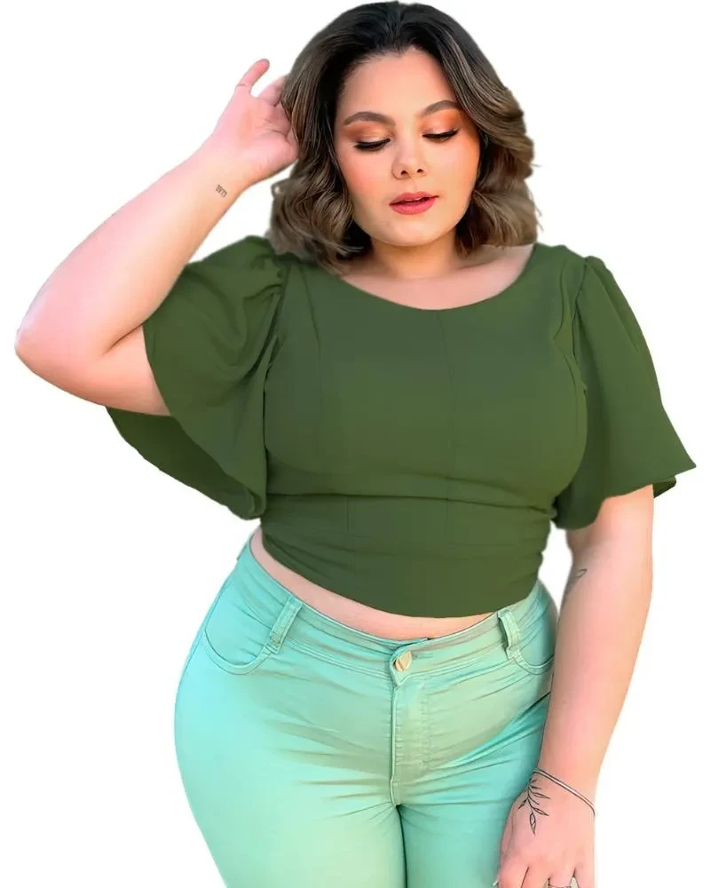 Cropped Dalila Verde Militar