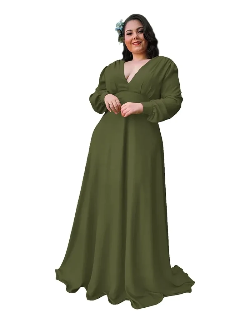 Vestido Longo de Festa Caroline Verde Militar