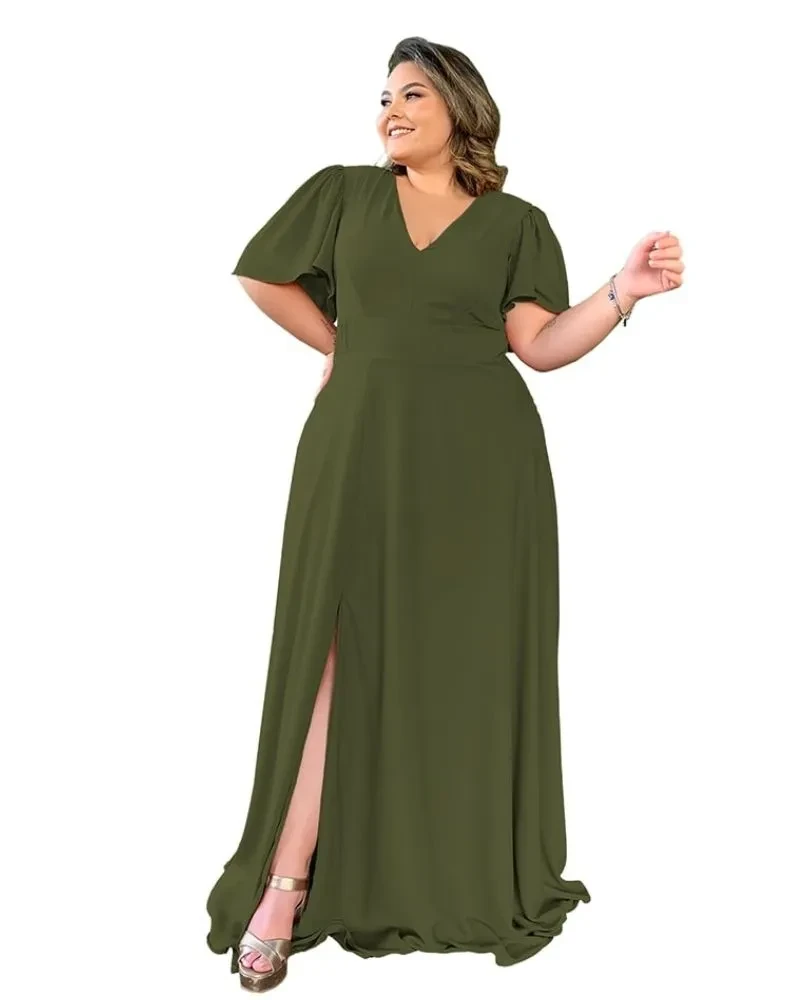 Vestido Madrinha de Casamento Verde Militar Linara