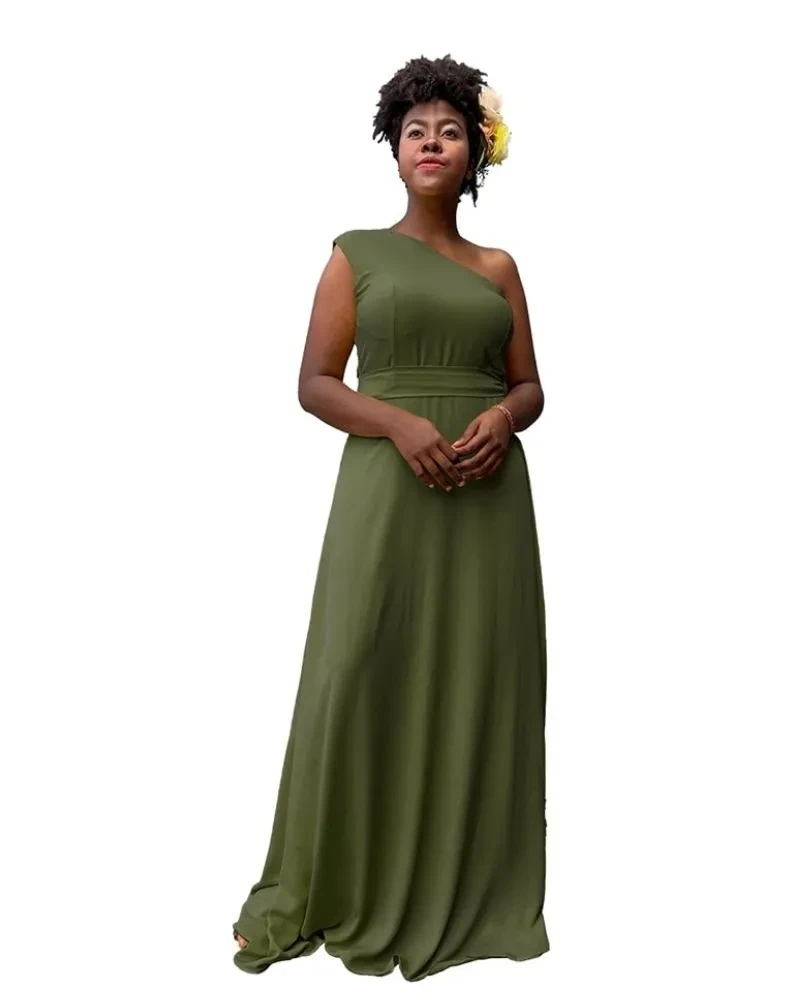 Vestido Madrinha de Casamento Sober Verde Militar