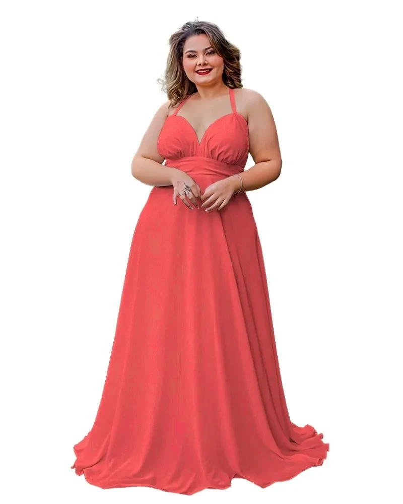 Vestido Longo de Festa Rosa envelhecido Mariane
