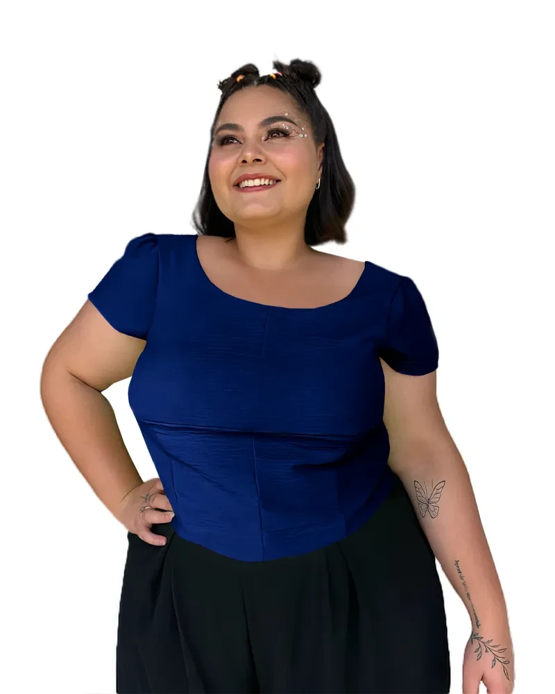 Cropped Ariana Azul Marinho