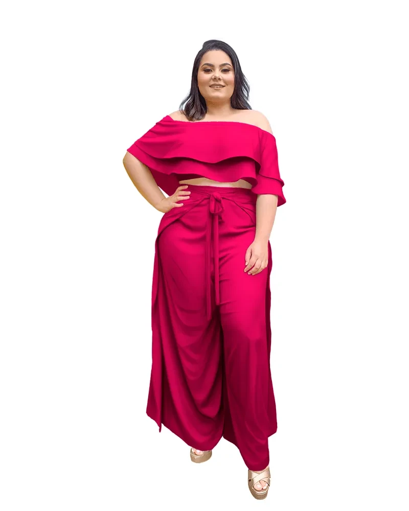Conjunto Cropped Ciganinha  e Calça Envelope Pink Strong
