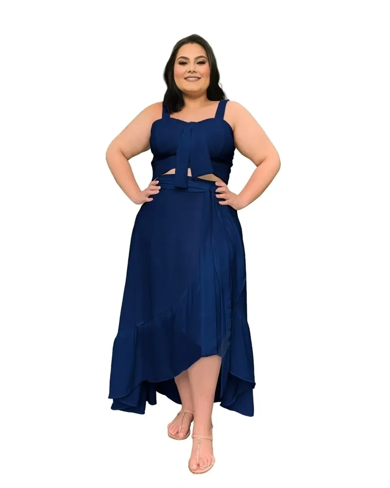 Conjunto Naninha Saia Envelope Azul Marinho