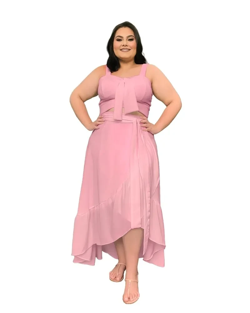 Conjunto Naninha Saia Envelope Rosa Bebê