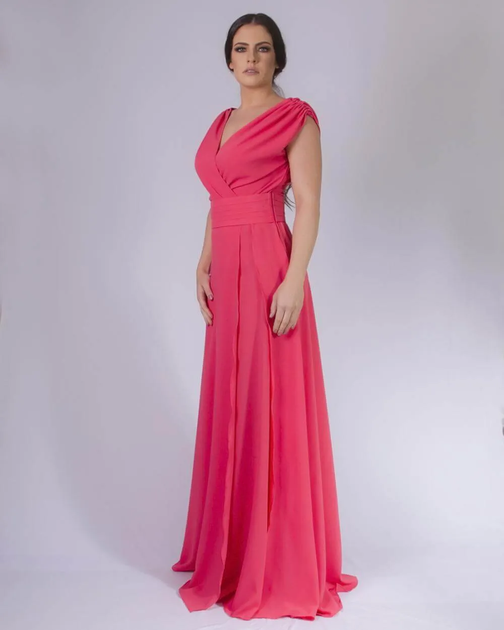 Vestido Madrinha Casamento Alice Fan Salmão