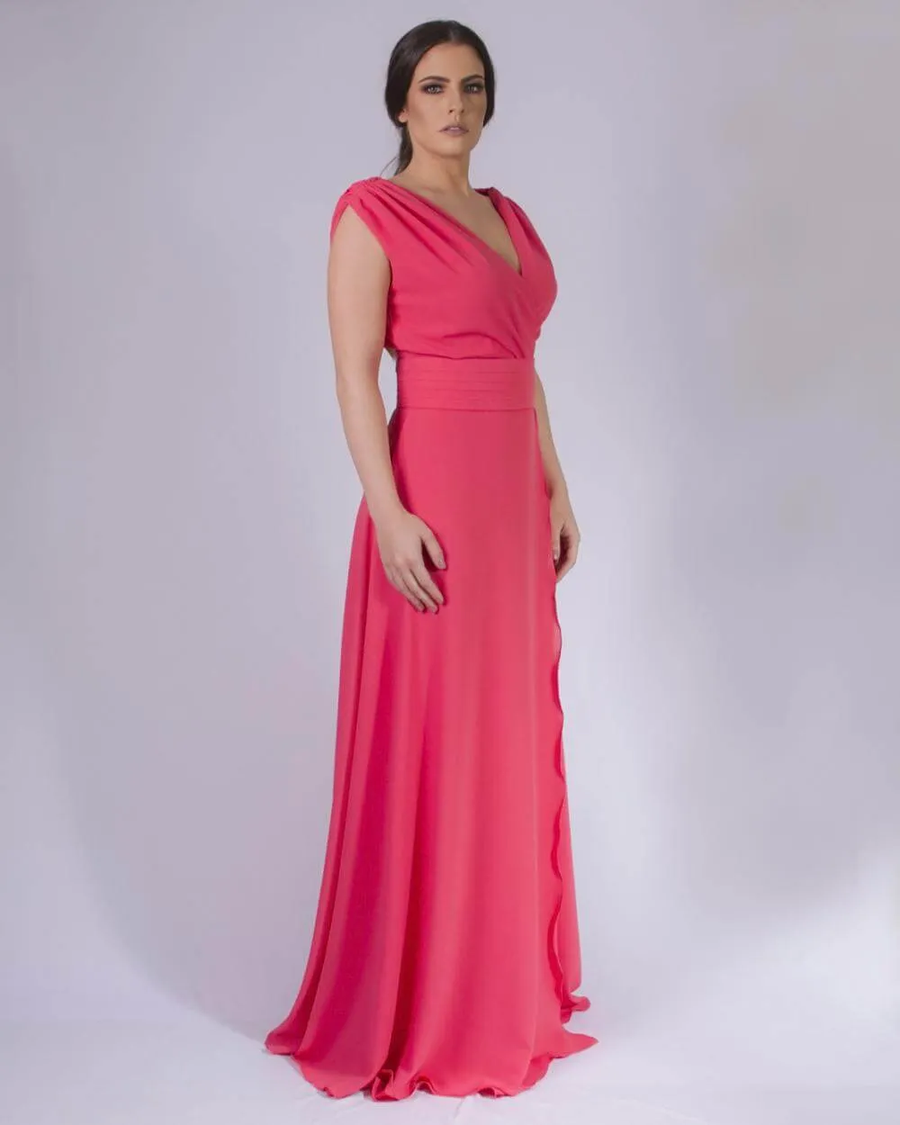 Vestido Madrinha Casamento Alice Fan Salmão