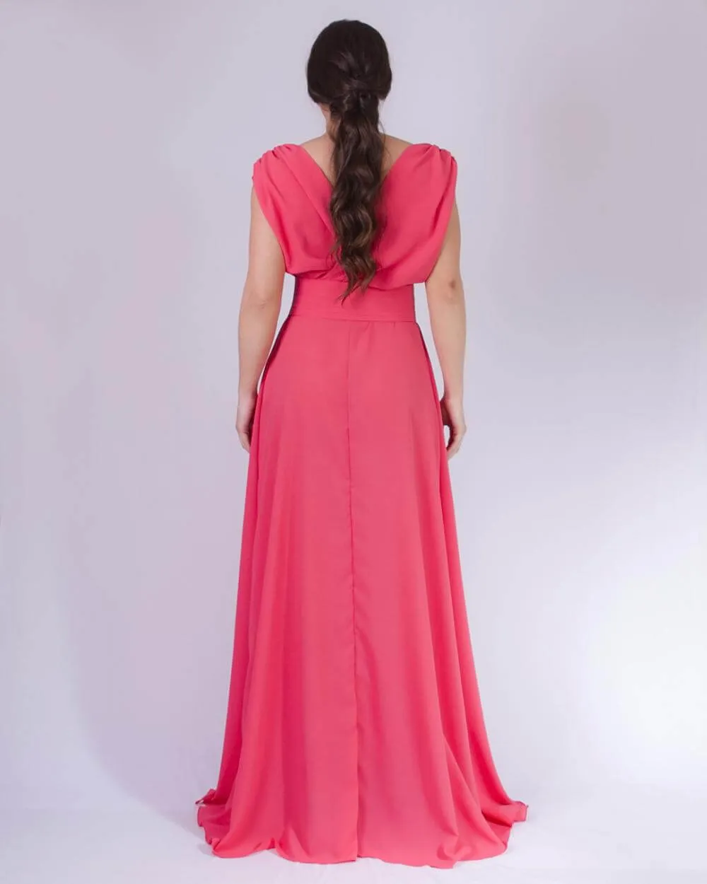 Vestido Madrinha Casamento Alice Fan Salmão