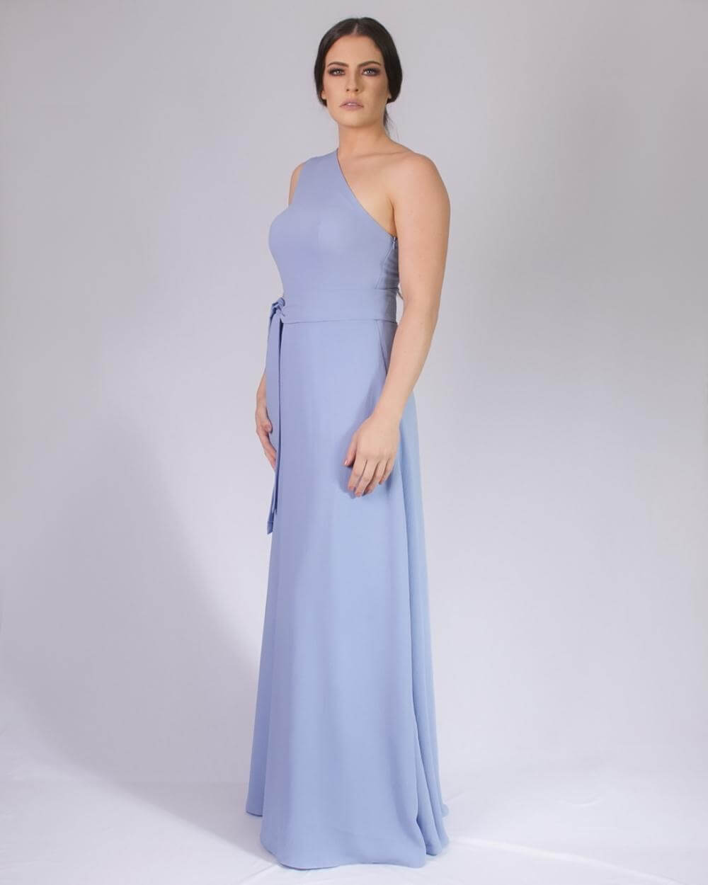 Vestido longo Crepe Sober Azul Serenety 