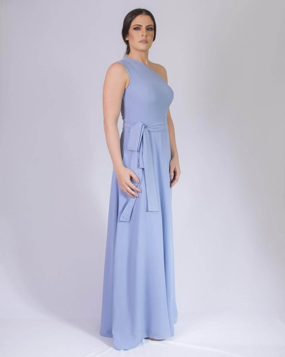 Vestido longo Crepe Sober Azul Serenety 