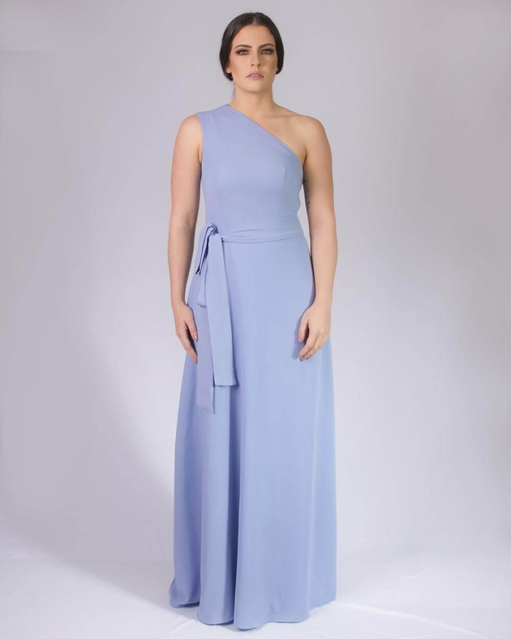 Vestido longo Crepe Sober Azul Serenety 