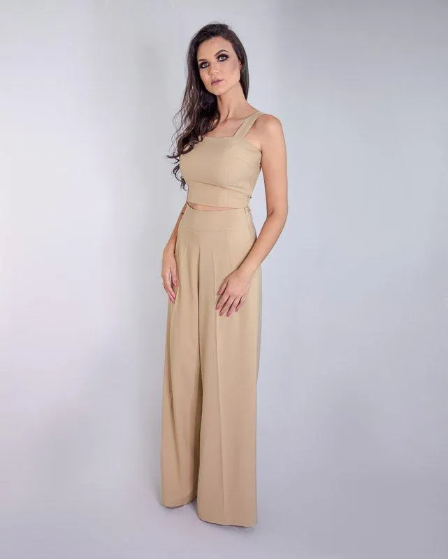 Conjunto Cropped e Calça Pantalona