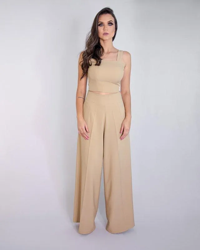 Conjunto Cropped e Calça Pantalona