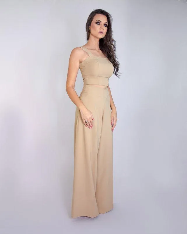 Conjunto Cropped e Calça Pantalona