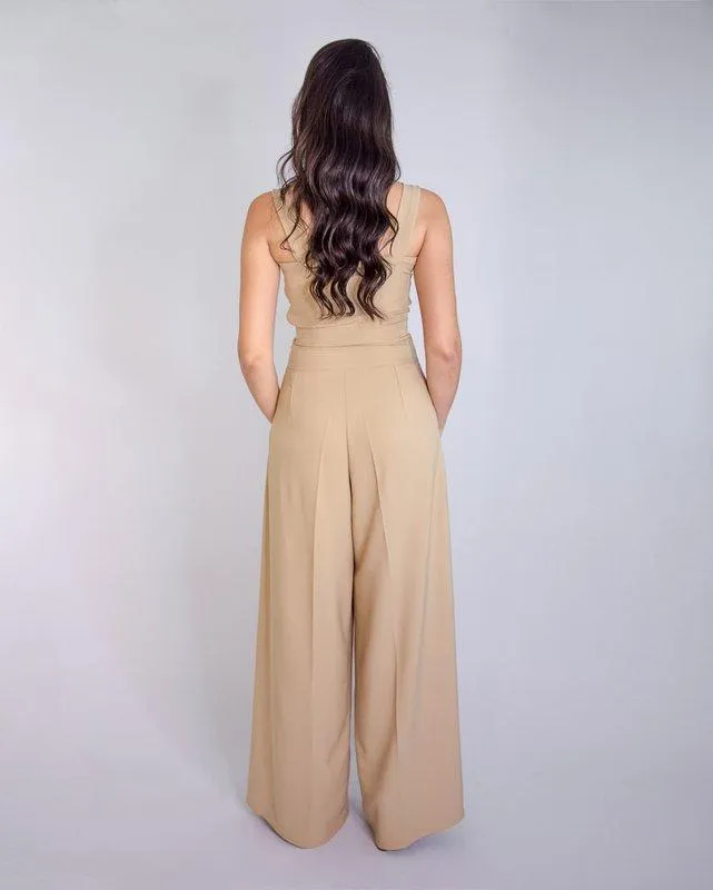 Conjunto Cropped e Calça Pantalona