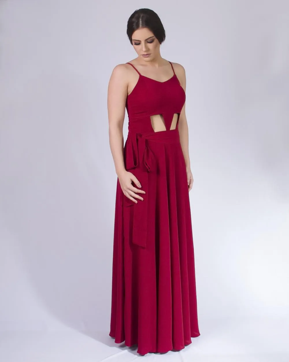 Vestido longo crepe American