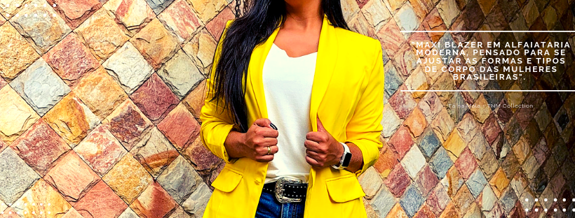 Blazer Feminino Alongado Amarelo