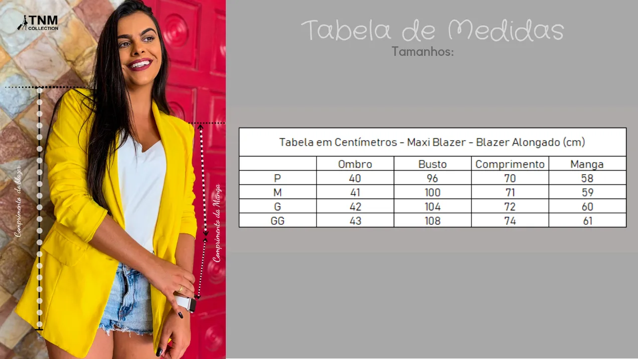 Blazer Feminino Alongado Amarelo