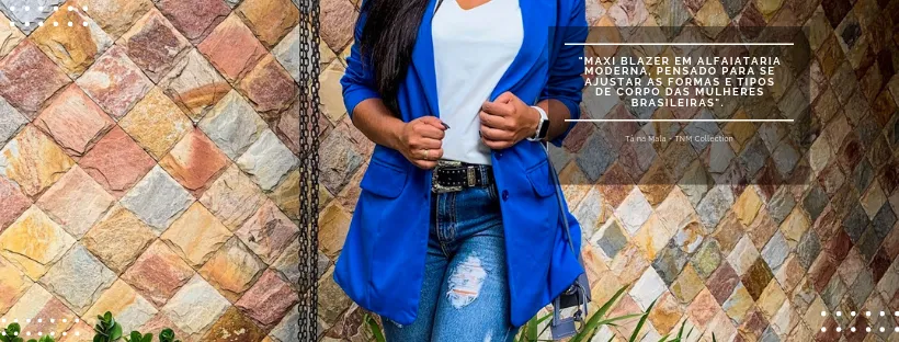 Blazer Feminino Alongado Azul