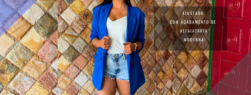 Blazer Feminino Alongado Azul